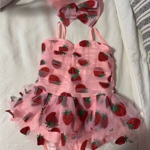 Lola + The Boys Pink Strawberry One Piece Swim